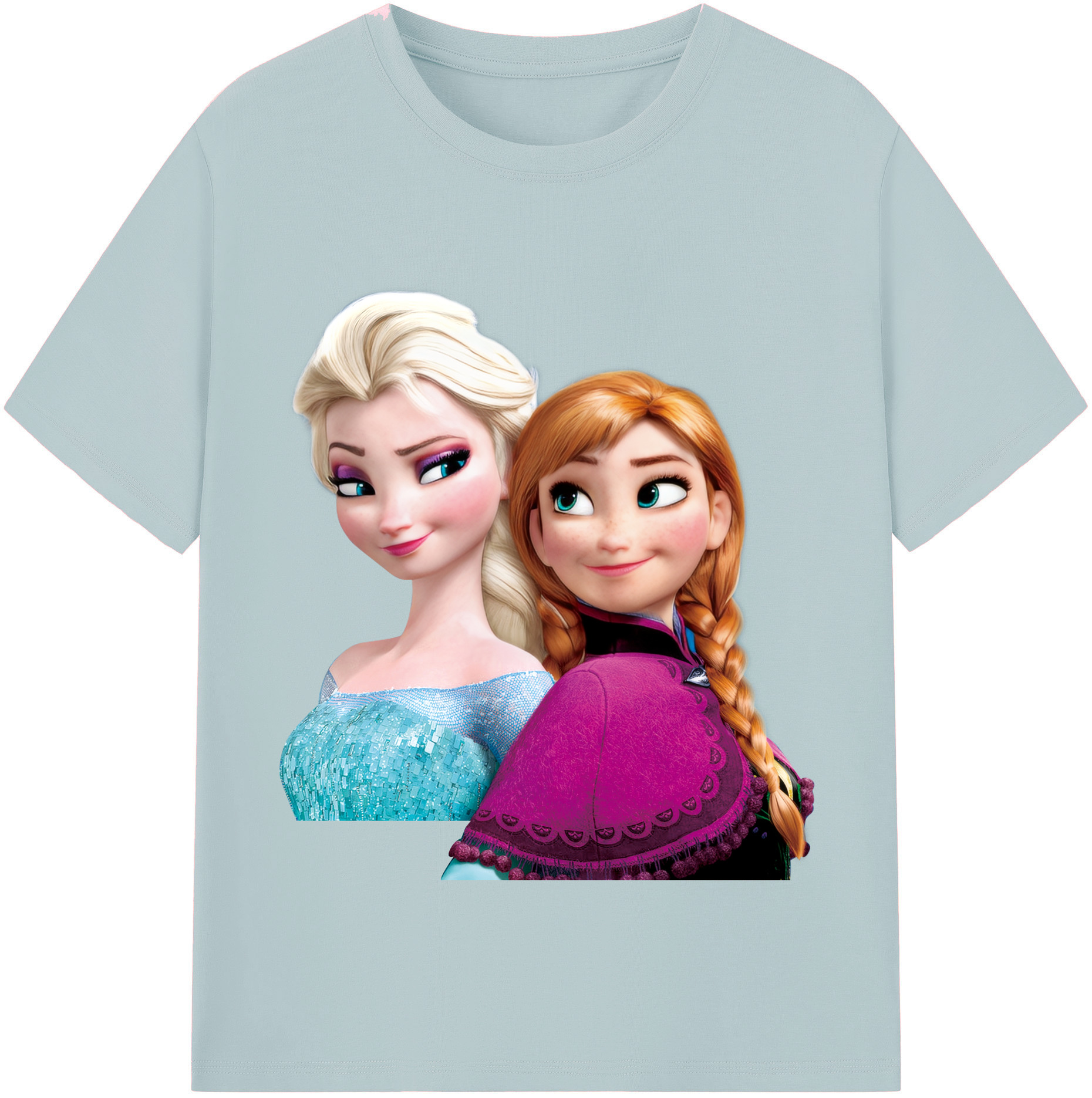 （画像用） アナと雪の女王 アンナ エルサ Frozen Anna Elsa 綿100％半袖Tシャツ（フロントプリント）